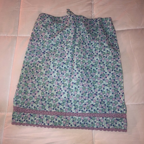 Floral Blue and Purple Skirt with Lace - Picture 2 of 6